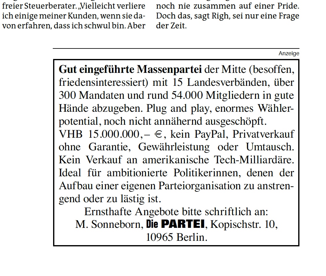 Bevor Sie es aus der Zeitung (taz) erfahren... Smiley!