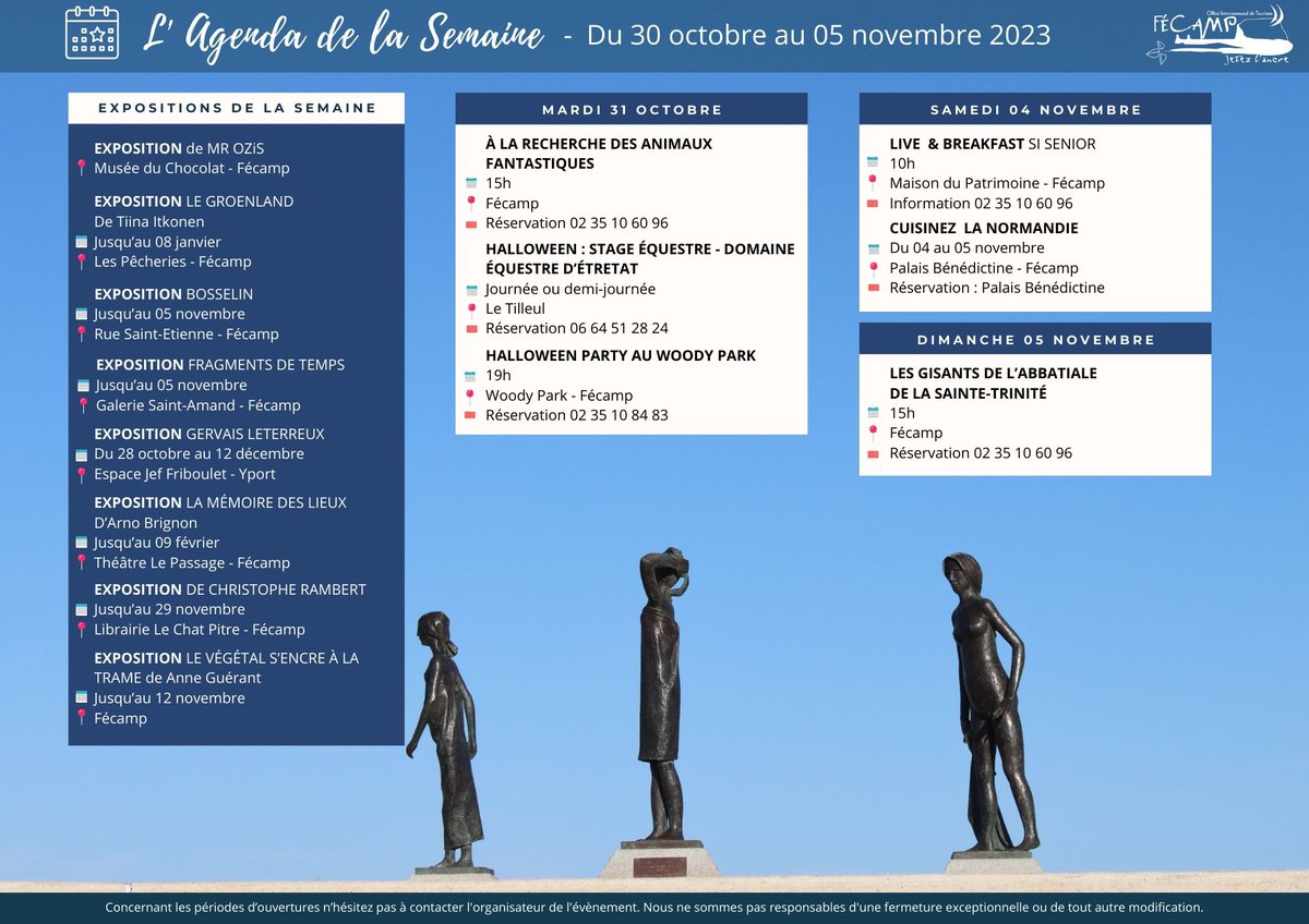 📆 𝗔𝗚𝗘𝗡𝗗𝗔 𝗗𝗘 𝗟𝗔 𝗦𝗘𝗠𝗔𝗜𝗡𝗘 📆
Retrouvez chaque lundi toutes les animations de notre destination 👉 buff.ly/41jCEJl