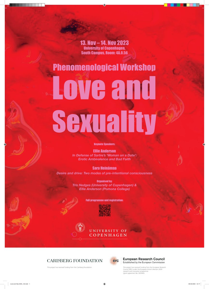 Conference Reminder!

On November 13-14 <a href="/ellieanderphd/">Ellie Anderson</a> and I are organising this Phenomenological Workshop on Love and Sexuality.

There's still the last few spots for in-person participation! Find the full programme and registration links here:

cfs.ku.dk/calendar-main/…
🌹❤️‍🔥💋