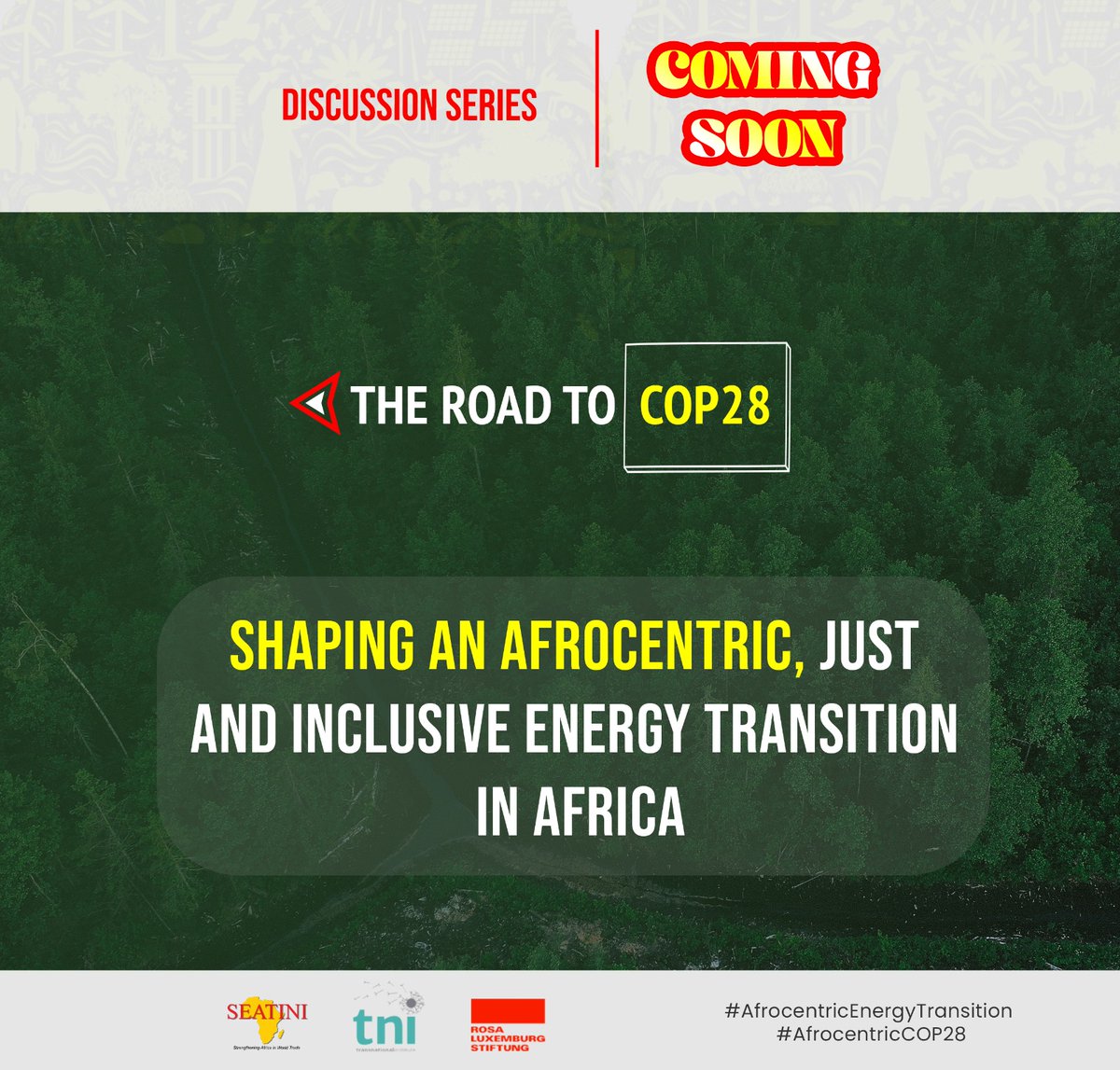Rosa Luxemburg Foundation East Africa (@rlseastafrica) on Twitter photo COMING SOON!
<a href="/RLSEastAfrica/">Rosa Luxemburg Foundation East Africa</a> partner <a href="/SEATINIUGANDA/">SEATINI UGANDA</a> is organising a series of discussions dubbed; #RoadToCOP28 - Shaping an Afrocentric, Just and Inclusive Energy Transition in Africa.
#AfrocentricEnergyTransition
#AfrocentricCOP28
<a href="/NapeUg/">NAPE Uganda</a> <a href="/africakiiza/">AFRICA KIIZA</a> <a href="/amwaafrika/">Akina Mama wa Afrika</a> <a href="/SeatiniU/">Jane Nalunga, Executive Director @SEATINIUGANDA</a> @ COMING SOON!
<a href="/RLSEastAfrica/">Rosa Luxemburg Foundation East Africa</a> partner <a href="/SEATINIUGANDA/">SEATINI UGANDA</a> is organising a series of discussions dubbed; #RoadToCOP28 - Shaping an Afrocentric, Just and Inclusive Energy Transition in Africa.
#AfrocentricEnergyTransition
#AfrocentricCOP28
<a href="/NapeUg/">NAPE Uganda</a> <a href="/africakiiza/">AFRICA KIIZA</a> <a href="/amwaafrika/">Akina Mama wa Afrika</a> <a href="/SeatiniU/">Jane Nalunga, Executive Director @SEATINIUGANDA</a> @