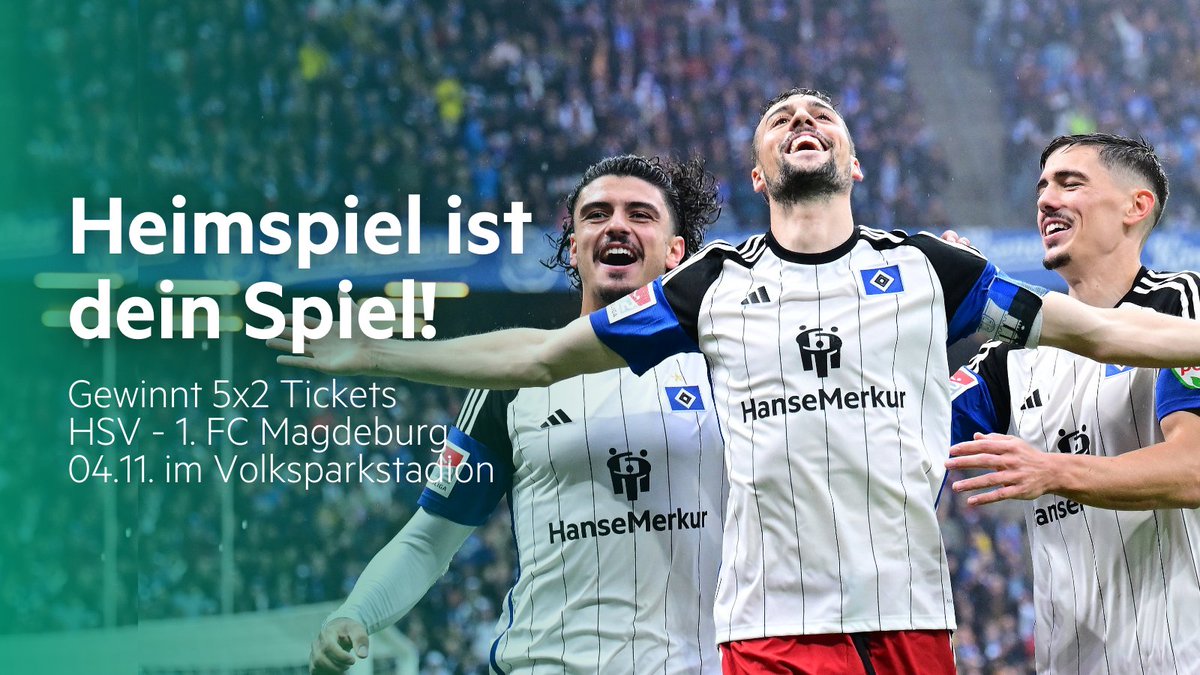 Topspiel am Samstagabend im Volksparkstadion! Hier kommt Eure Chance bei #HSVFCM dabei zu sein. 🔵Sei Follower von @HanseMerkurSpo 🔵Retweete diesen Post Die Gewinnerbekanntgabe ist am 01.11., 17 Uhr 🤞 TNB: fcld.ly/j988kio #HanseMerkur #nurderHSV