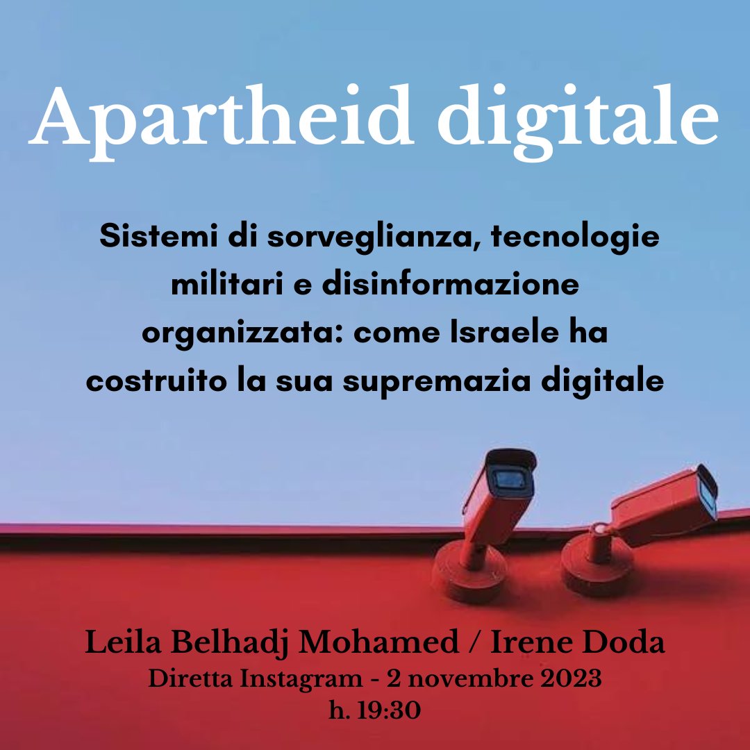 Irene Doda (@_ireened) on Twitter photo 📽️In diretta su Instagram, questo giovedì, parliamo di #startupnation, test sulla popolazione #palestinese e tecnologie di sorveglianza esportate in tutto il mondo
con <a href="/LeilaBelMoh/">Leila Belhadj Mohamed @leilabelmoh.bsky.social</a> 📽️In diretta su Instagram, questo giovedì, parliamo di #startupnation, test sulla popolazione #palestinese e tecnologie di sorveglianza esportate in tutto il mondo
con <a href="/LeilaBelMoh/">Leila Belhadj Mohamed @leilabelmoh.bsky.social</a>