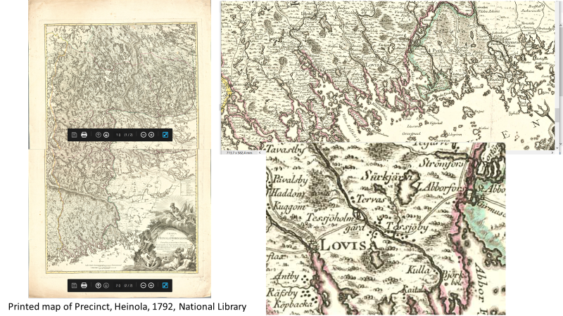Oletko tulossa GeoForum Summittiin? Poikkea samalla reissulla Pasilan virastokeskuksen karttanäyttelyssä. Auki joka arkipäivä 09-17.15 2 kerros. Esillä mm. tämä Heinolan kihlakunnan kartta v. 1792. Kartassa mm. Loviisa, joka perustettiin 1745 rajan siirryttyä lähelle Ahvenkoskeen