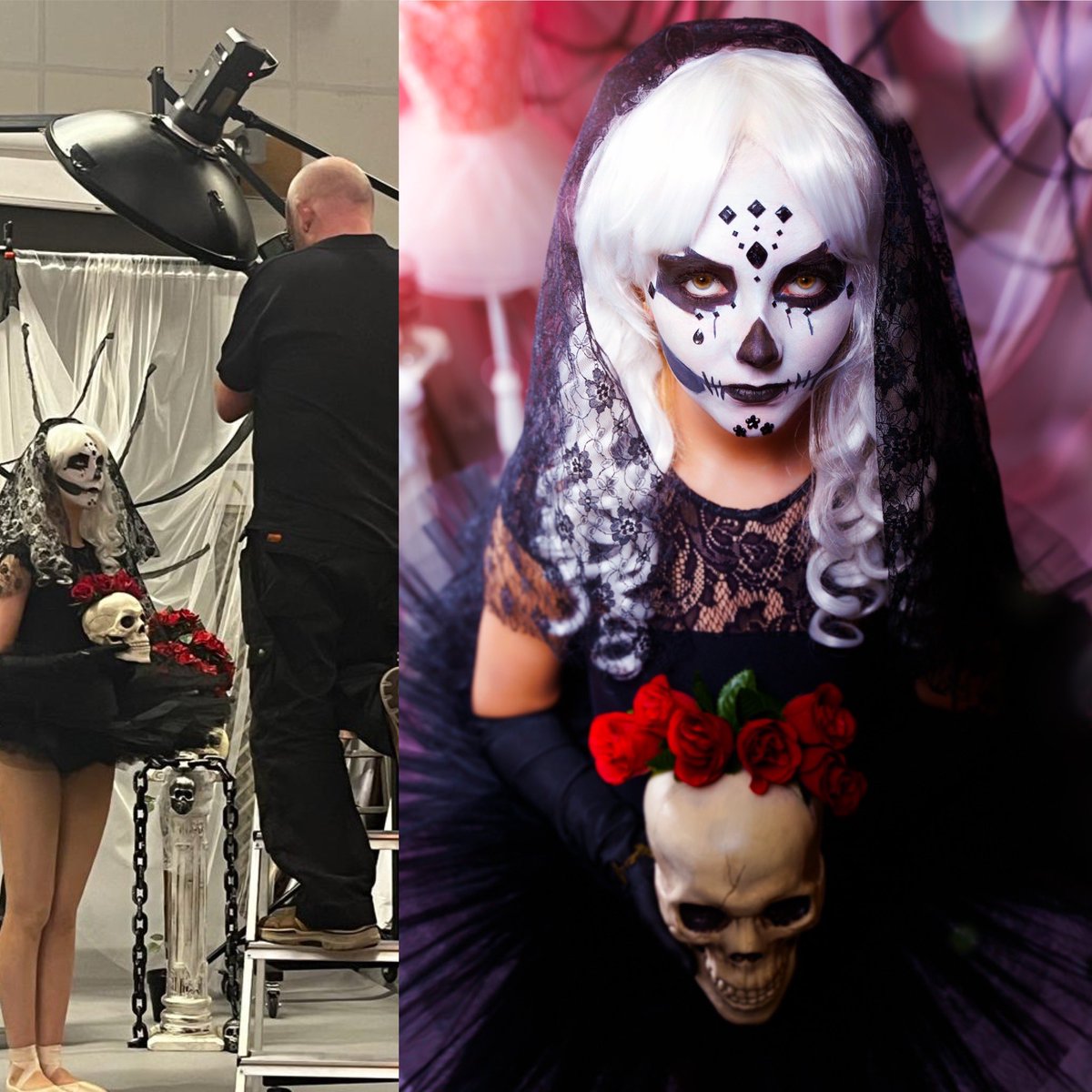 Working with dancer Annie on a Halloween inspired ballerina shoot.