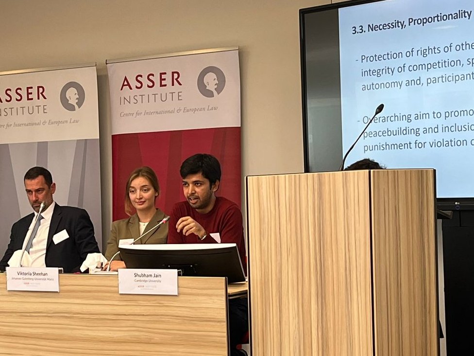 shubhamjain224's tweet photo. Was a pleasure to present my research on human rights considerations involved in sanctioning athletes for sovereign political acts. Panel chaired by @Ant1Duval at #ISLJ conference 23 @Sportslaw_Asser @TMCAsser #sportslaw @cambridgelaw @CaiusCollege @SportandRights https://t.co/fk0hrk567J