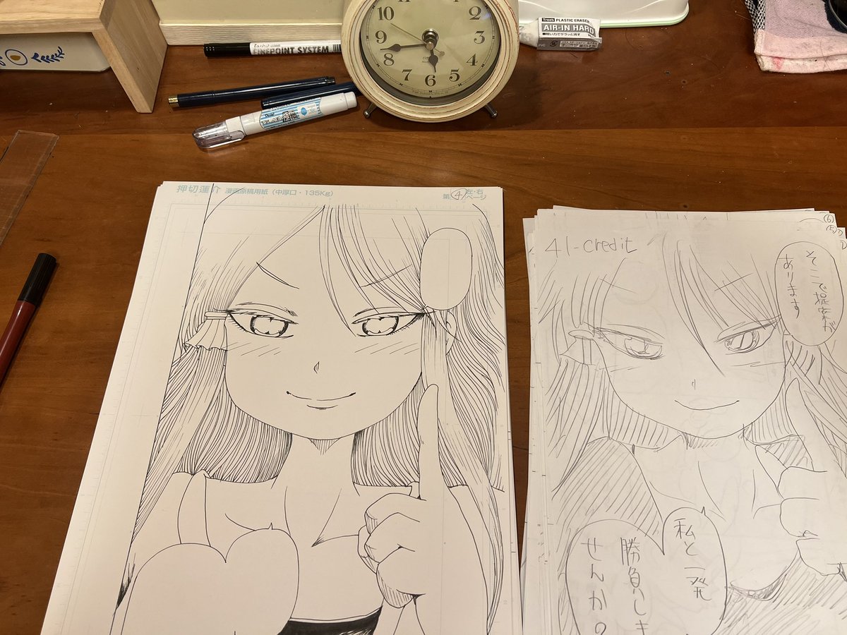 rereibara's tweet photo. 終わった！
んんんん！！？？
ネームの絵の方が良く無いか？！
これ漫画家あるある… https://t.co/VdxeLRKvAz