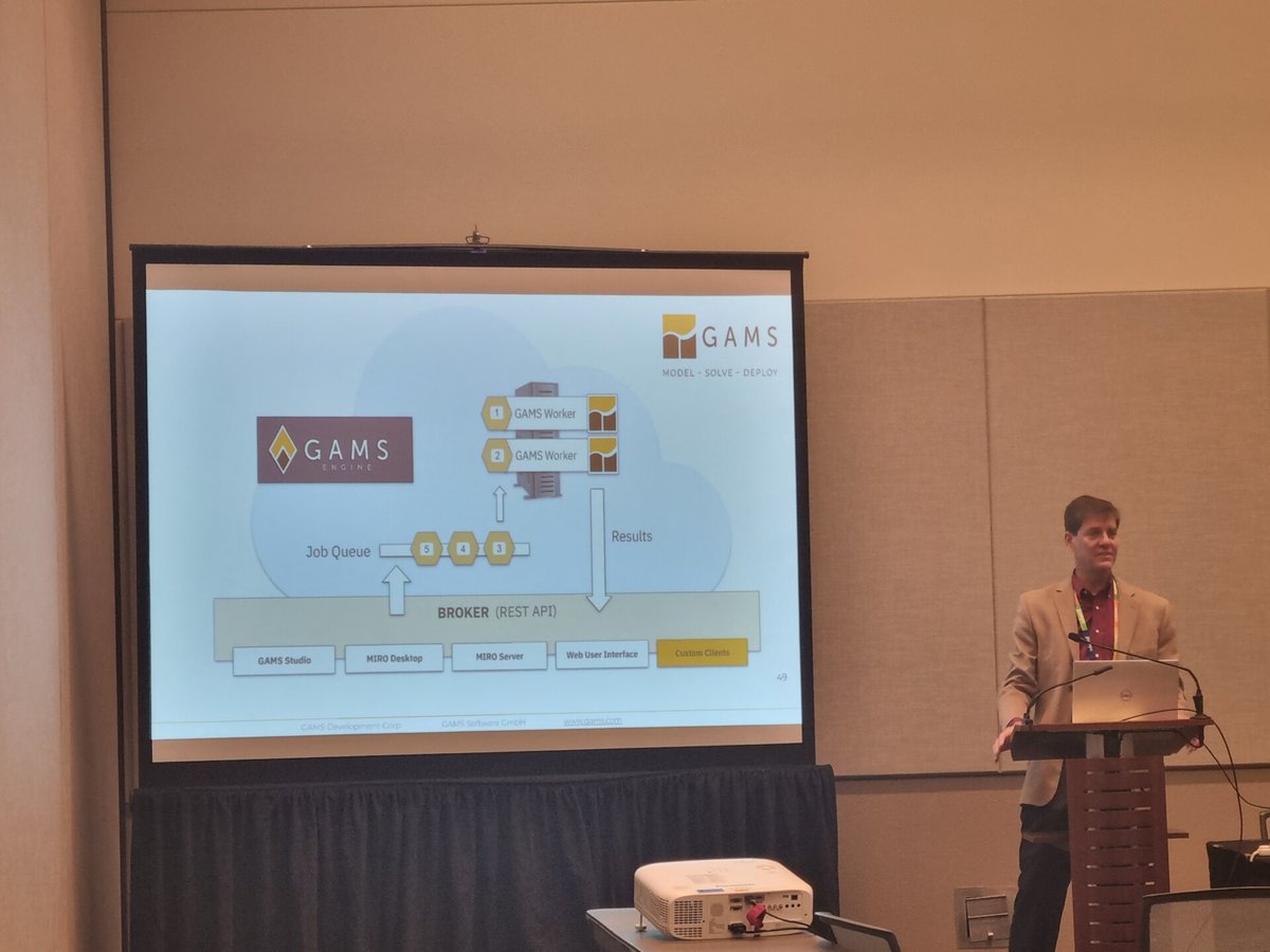 GamsSoftware's tweet image. Had a fantastic time at #INFORMS2023 in Phoenix! 🌵 Our workshop was a success, and we had a diverse and engaging audience. Our presentation on Python &amp;amp; GAMS integration was also a hit. Our booth&apos;s screen and Pop-a-Shot game were crowd-pleasers.🙌🐍 #GAMS #DataAnalytics