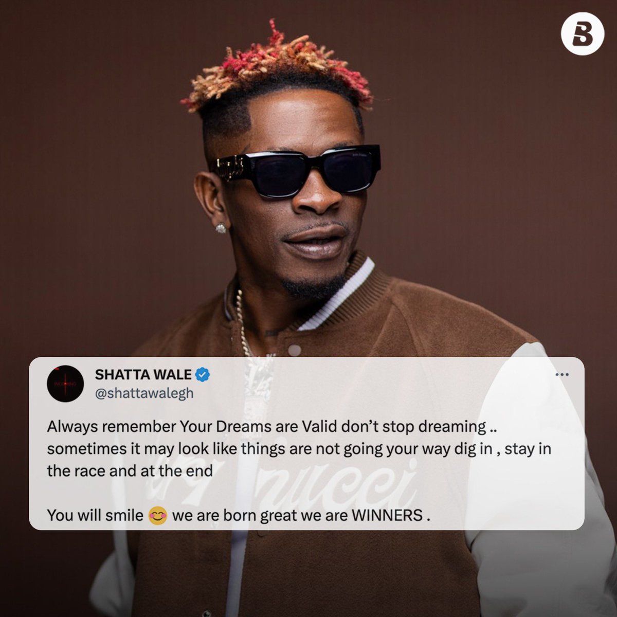 As the month comes to an end, things may not be as expected but keep your eyes on track and DON’T STOP DREAMING💪🏽! 

Happy New Week! 

✍🏽@shattawalegh 

#HomeOfMusic #MondayMotivation #ShattaMovement #Incoming