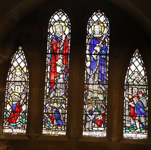 jeelyeater1's tweet photo. Penultimate #OctoberOT  The rebuilding of the walls of Jerusalem by #HerbertHendrie. The A listed ‘walls’ (former Crieff South church), which house this window are in a dilapidated state and the building is currently for sale, as it has been several times over the past few years. https://t.co/BZcMI6wsm9