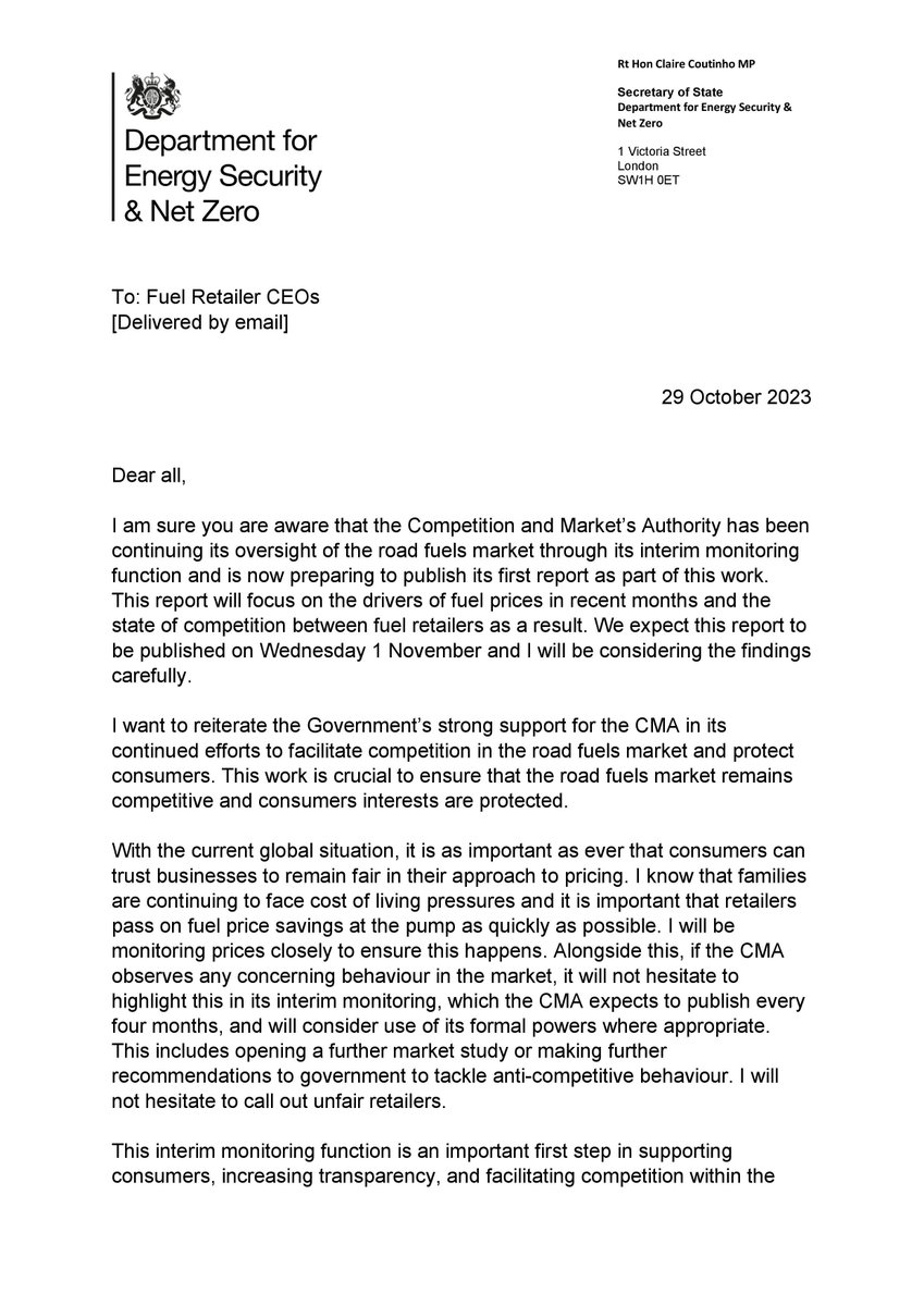 ClaireCoutinho's tweet image. Drivers should get a fair price at the pump. 

I’ve written to fuel retails to make it clear they must pass on savings. 

I will not hesitate to call out retailers who rip off the public.