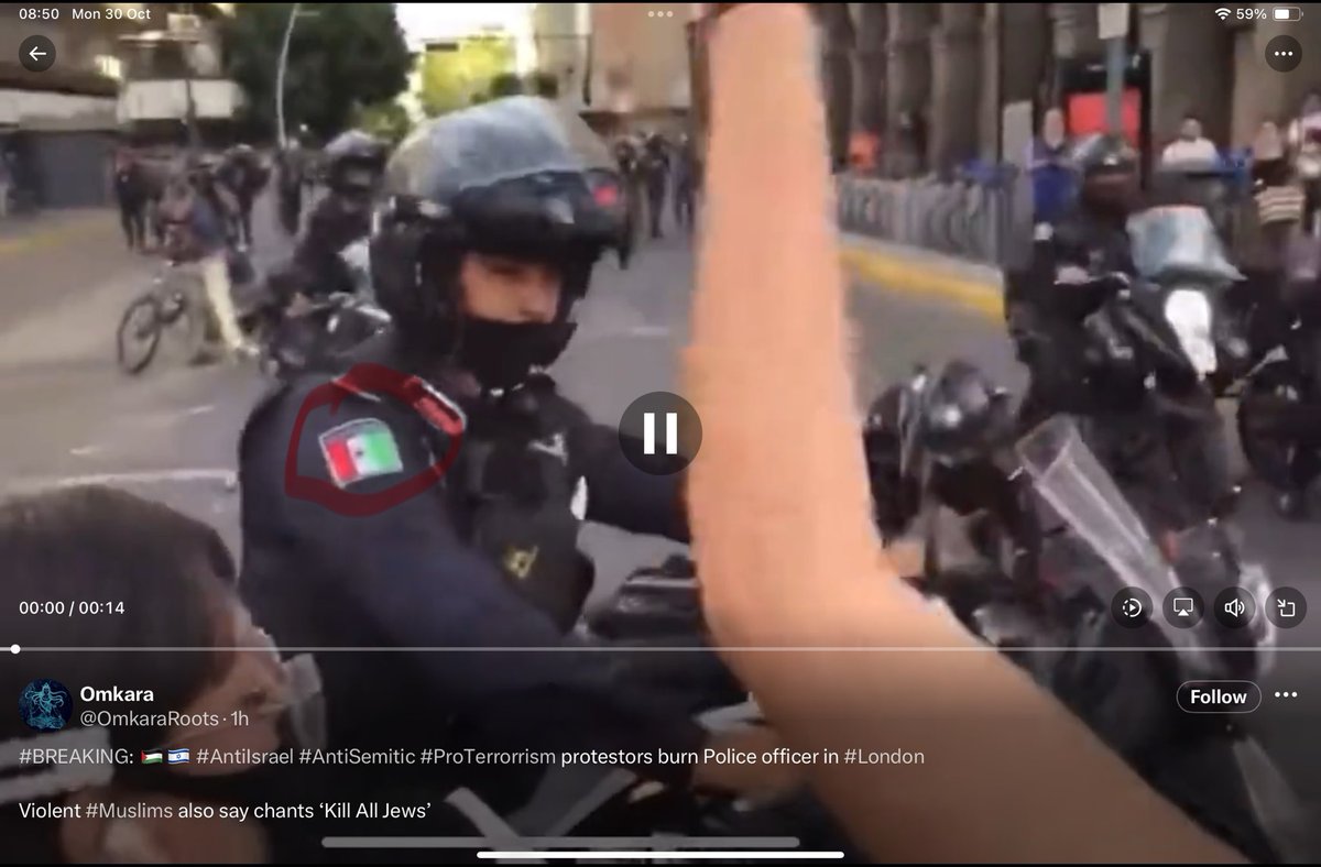 DANGEROUS Fake news @Xsuppor @xsafetyofficial Not U.K. at all. Not chanting “Kill all Jews” That seems to be a Mexican flag on the arm of the policeman (assuming it IS a policeman).