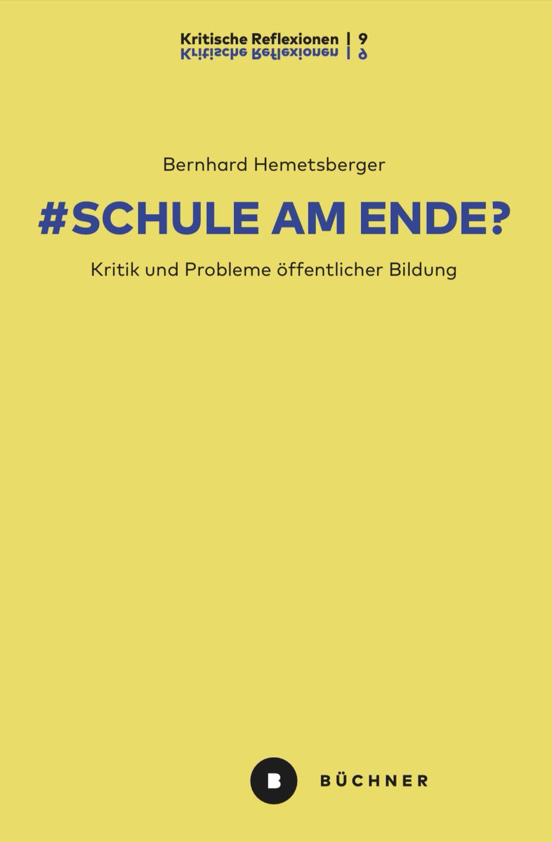 Da gibt es bald Neues zu lesen! Kurz, zugespitzt und hoffentlich diskussionsanregend. buechner-verlag.de/buch/schule-am… @buechnerverlag