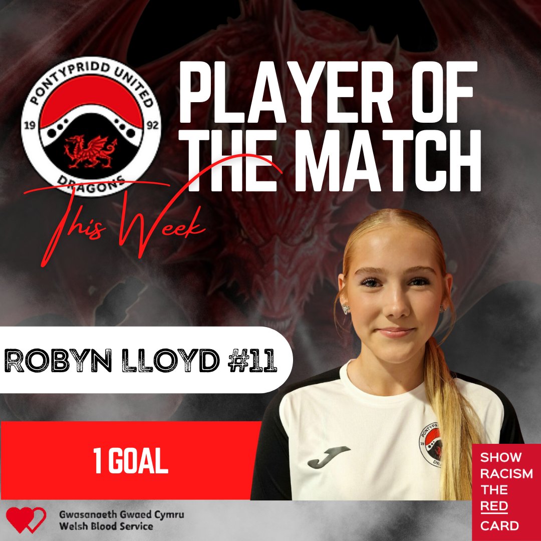 Tough one this week as our players all played 110%.

Our Player of the Match this week -

Robyn - Great from start to finish, causing defence issues when she had the chance and gave a great captains performance 👏.

#WeAreUnited #OneClub 🐉
#ShowRacismtheRedCard #MOACymru23