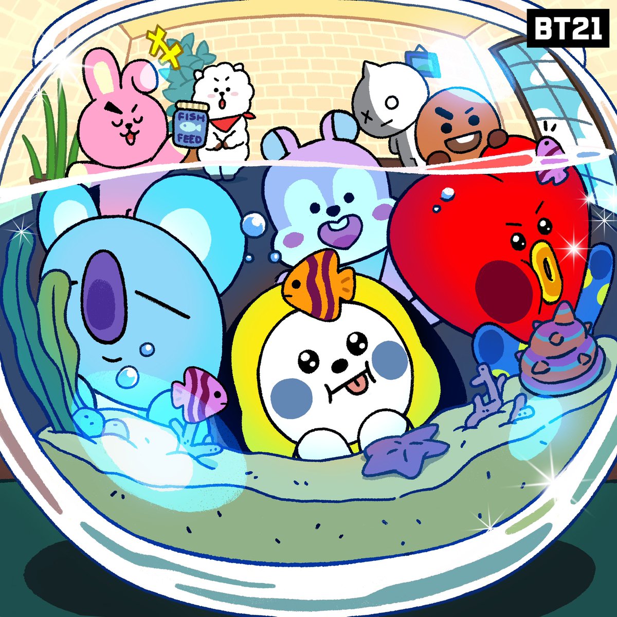 BT21_'s tweet photo. Come look! This is s0o0o c0o0ol🐠🫧

#BT21 #fishbowl #cool #cute #pov #3D https://t.co/ckCCB8Rsox