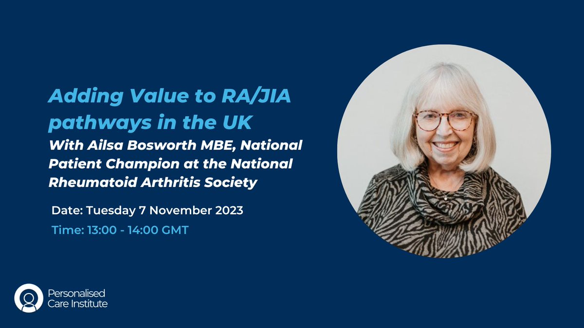 There’s still time to sign up for our webinar on arthritis and personalised care with <a href="/AilsaBosworth1/">Ailsa Bosworth MBE</a> from <a href="/NRAS_UK/">NRAS</a> on how to support people with rheumatoid arthritis and what services are available to signpost to.

eventbrite.com/e/adding-value…