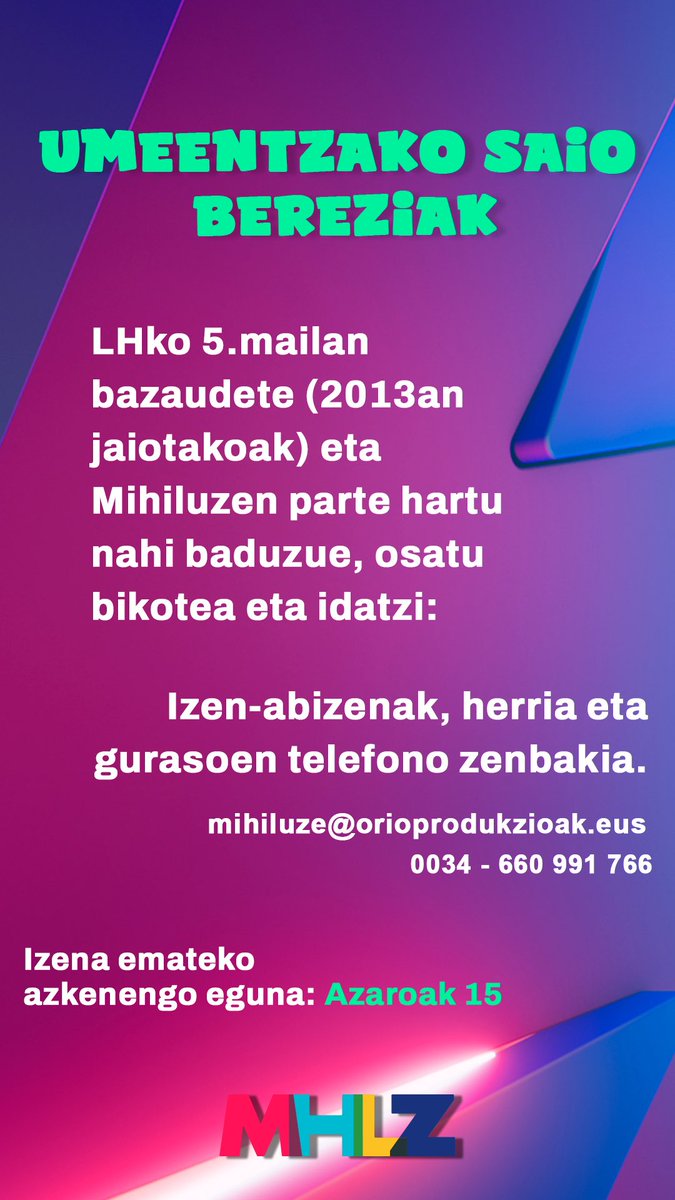 UMEENTZAKO SAIO BEREZIAK ⚠️