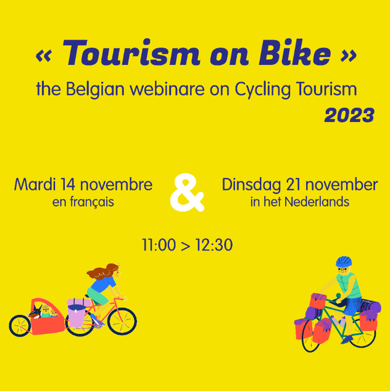 ecfeurovelo's tweet photo. 👋 French and Dutch speakers - @ProVelo_be organises two webinars about cycling tourism next month!

Join for the latest trends and key figures on cycling tourism 🚲🌍

💡 The sessions will highlight inspiring projects on luggage transport and one-way bike rental in 🇱🇺 &amp; 🇫🇷