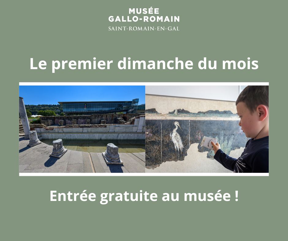 [𝗘𝗻𝘁𝗿𝗲́𝗲 𝗴𝗿𝗮𝘁𝘂𝗶𝘁𝗲 🏺] Ce dimanche 5 novembre, le musée vous ouvre ses portes gratuitement !
🔍 Des visites flashs vous serons proposées par nos médiateurs pour découvrir un objet ou ensemble d’objets des collections.
➡️ musee-site.rhone.fr/programmation/