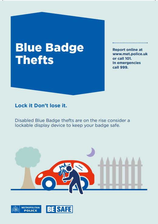 Disabled Blue Badge thefts are increasing in the area. Consider a lockable display device for your badge if you need to display it #LockItDontLoseIt