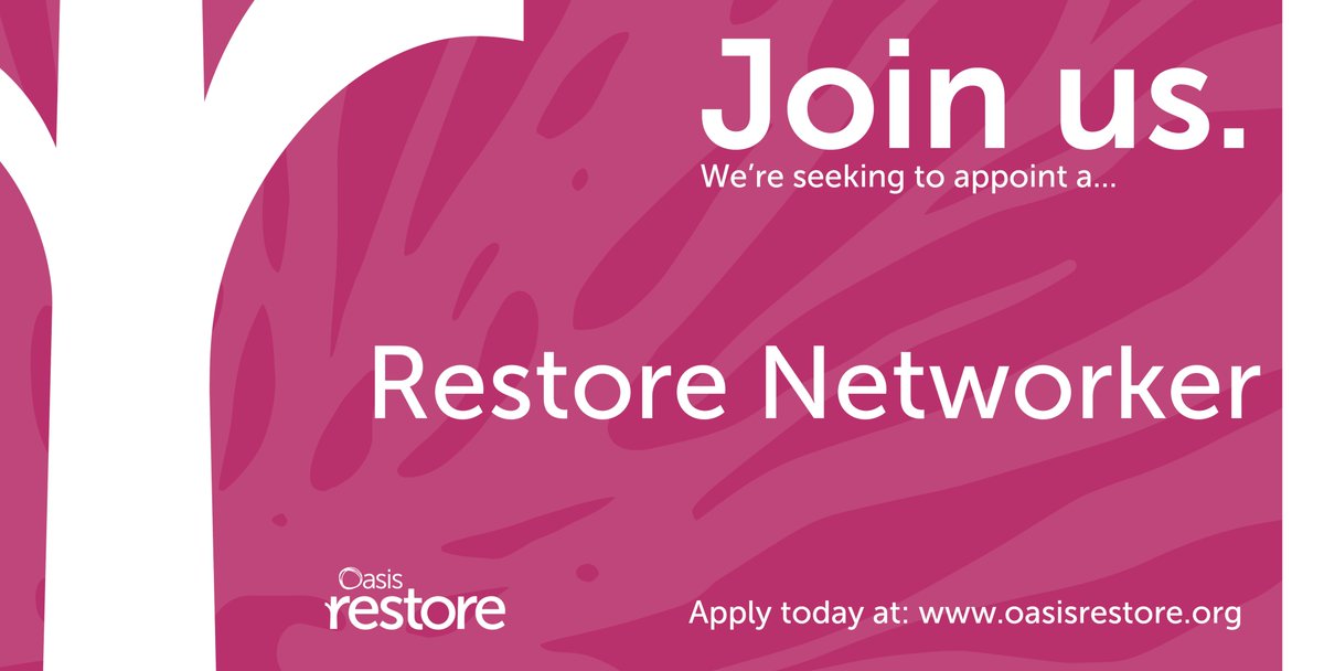 Oasis Restore are recruiting a Restore Networker! If you're passionate about adolescent safeguarding apply now - oasisrestore.org/join-us/vacanc…