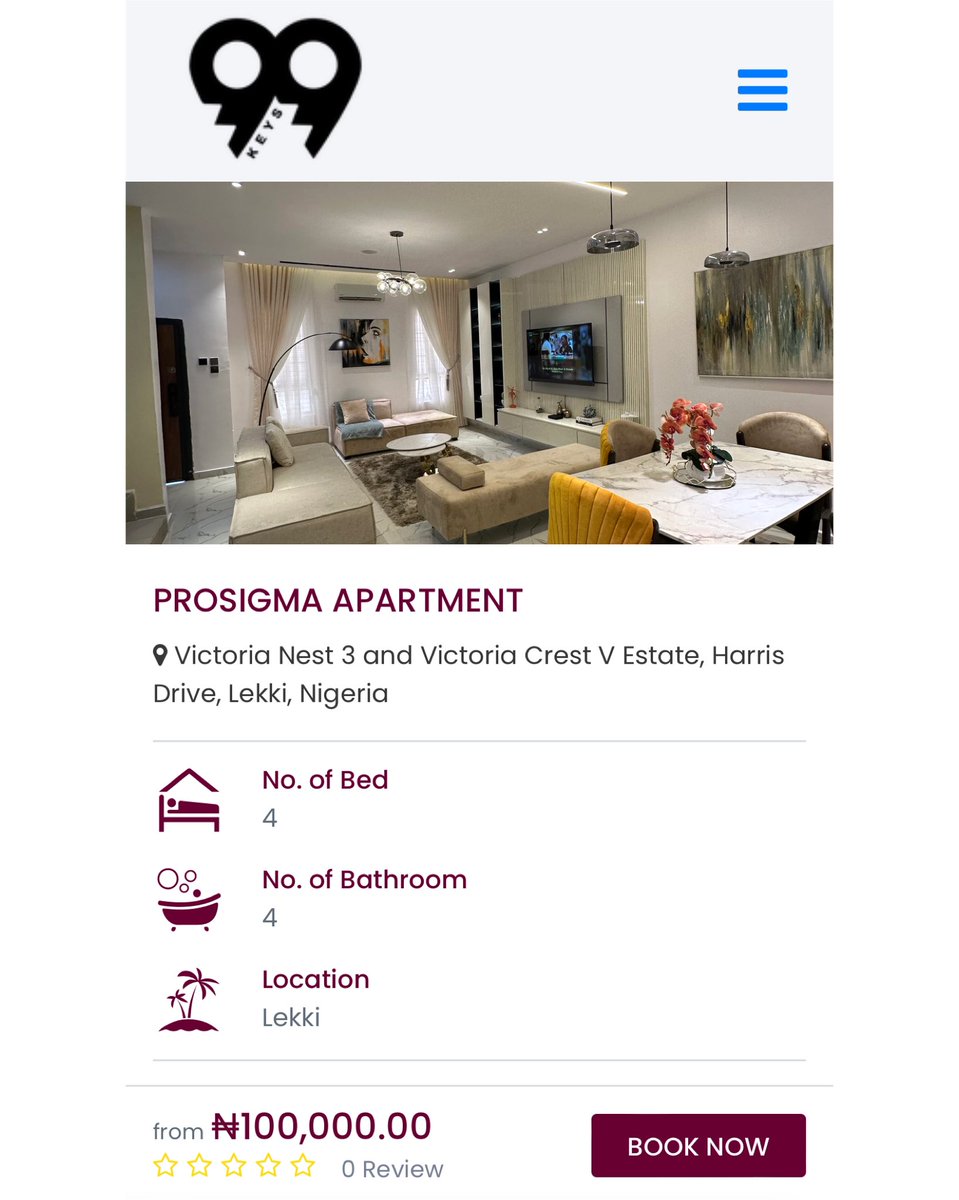 get99keys's tweet image. Good morning! 

It's the perfect day to start your week. Take a look at one of our latest short stay apartment listings and book your next getaway today.

For more information, please visit: 99keys.com/space/prosigma…

#99Keys
#ShortletsinNigeria
#ApartmentsInLagos