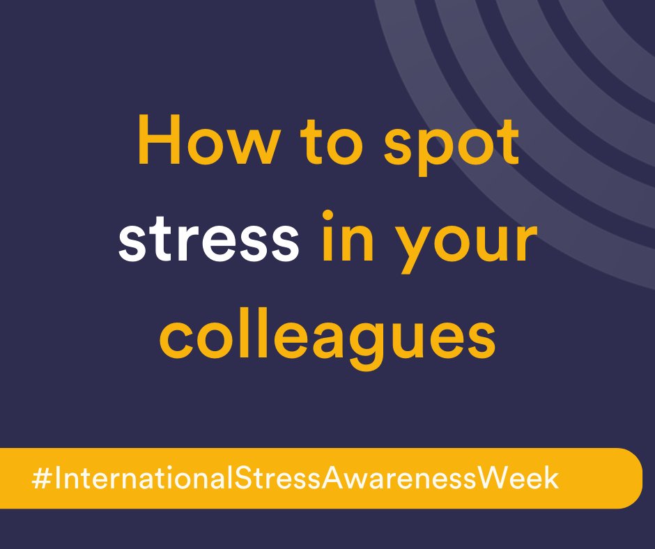 1. Working longer hours than previously
2. Working through breaks
3. Visibly tired
4. More irritable than usual
5. Taking more time off

All of these are tells that they may be struggling. 

#InternationalStressAwarenessWeek #workplacestress