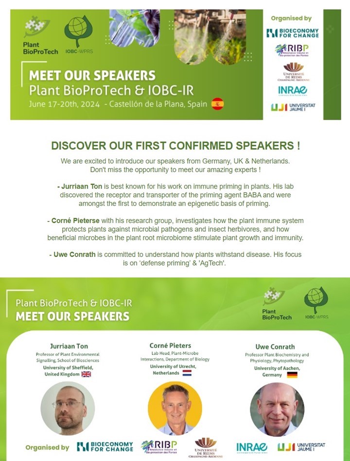 📢DISCOVER OUR FIRST CONFIRMED SPEAKERS ! Next year, from June 17th to June 20th, 2024, @PBioprotech and @IOBC_WPRS (IOBC-IR) are collaborating to host an exceptional symposium in Castellon de la Plana, Spain #plantscience #biocontrol #pests #priming #inducedresistance #immunity