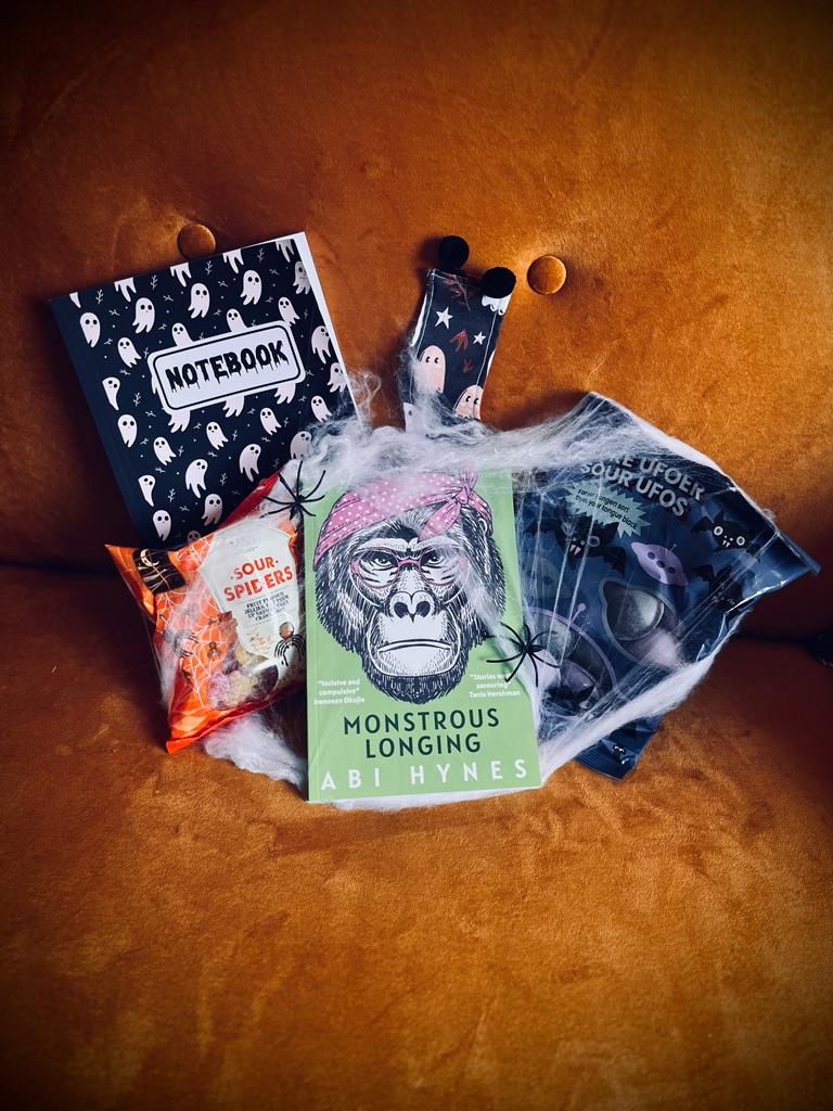IT'S LAUNCH DAY! To celebrate, I'm giving away a signed copy of my short story collection Monstrous Longing along with this spooky bundle 👻🎃

To enter:
1. Make sure you're following me &amp; <a href="/DahliaBooks/">Dahlia Books</a> 
2. Share this post
3. Reply to this post with a spooky emoji of your choice!