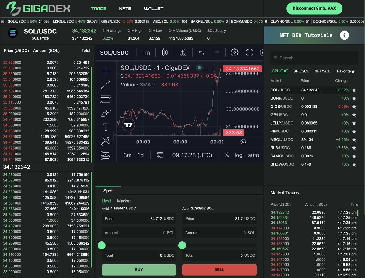 OK. So we've been saying a lot about Gauntlet lately, and rightly so. It's gonna be epic.

But let's not forget about GigaDEX. 

v3 looking pretty slick. don't you think?

#SolanaCommunity #DEX #IDO