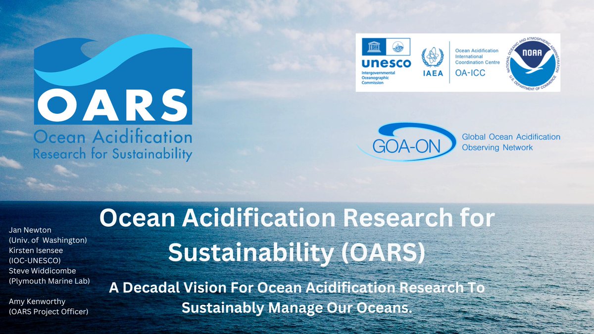 👉 Join us today at 3.30pm UTC for the Ocean Acidification Week's OARS session. Our three co-leads will talk about why the OARS programme was created, what OARS is aiming to achieve and how you can get involved. Register now: tinyurl.com/47vu23rx