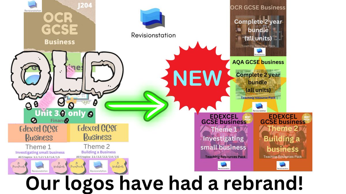 revisionstation.co.uk/new-free-sampl…
I have updated the product logos for our smashing teaching resource packs in the online shop, same great content, just a brand new image.  #edutwitter #edubus #bused #GCSEBusiness #Alevelbusiness #AQABusiness #OCRBusiness #EdexcelBusiness