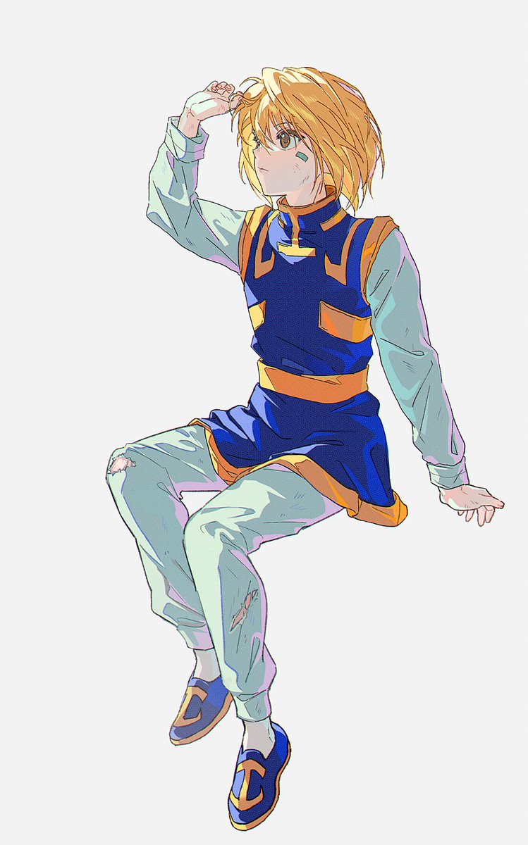 kurapika 1boy male focus solo pants blonde hair long sleeves torn clothes  illustration images