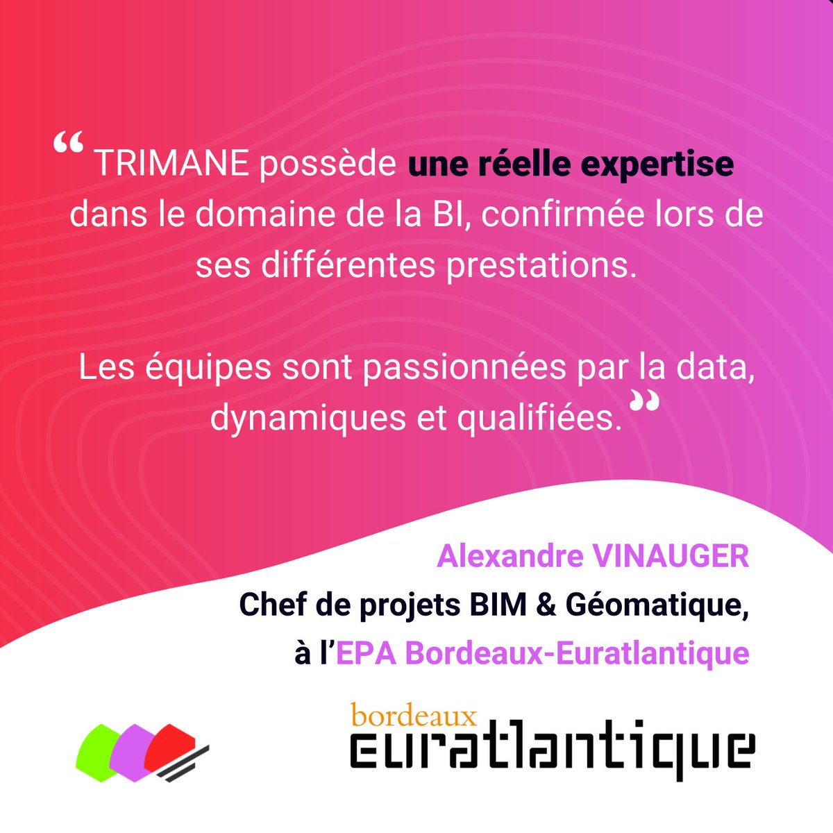 [SUCCESS STORY] ⭐ 📷
Découvrez comment #TRIMANE a aidé l'#EPA Bordeaux-Euratlantique à moderniser ses outils d’information, de cartographie et de communication grâce à une solution sur-mesure: 
trimane.fr/actualites/cli… 

#SID #DATA #COLLABORATION #TEMOIGNAGE #EXPERTISE #BORDEAUX