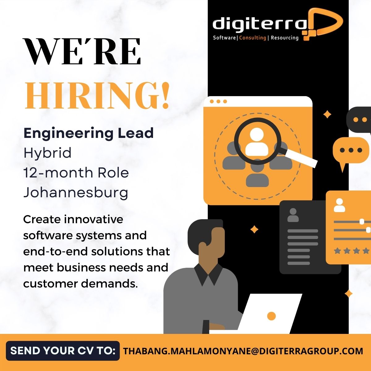 DigiterraGroup's tweet image. Our spotlight job of the week! 
Engineering Lead
Location: Johannesburg, Hybrid
Duration: 12-month contract
Send your CV to: thabang.mahlamonyane@digiterragroup.com

#hiringnow #augmentedworkforce #job #employemnt #engeneeringlead #engeneering
