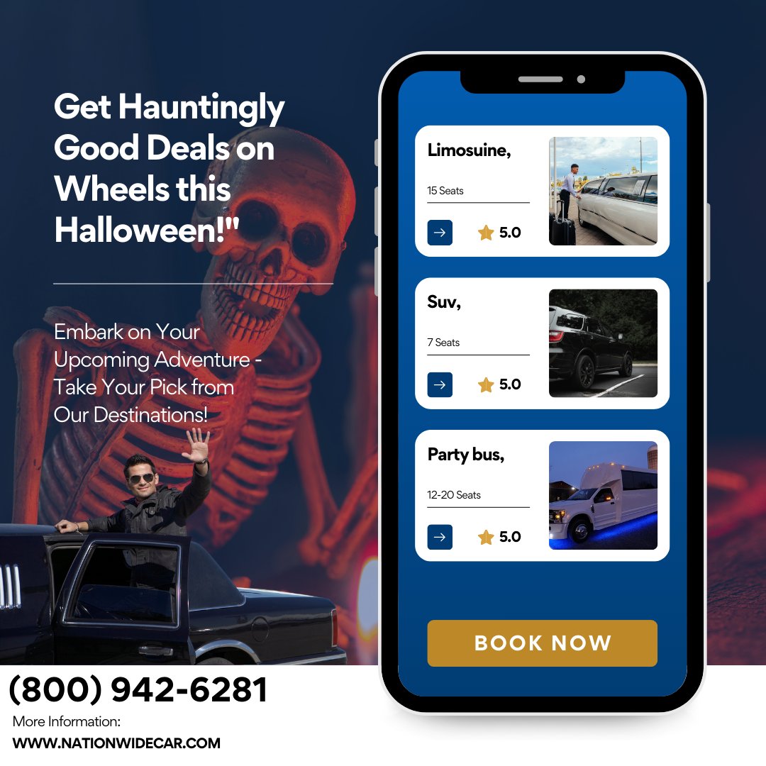 Nationwide_car's tweet image. 🎃 Halloween Ready with Nationwide Chauffeured Services! 🎃From haunted house visits to costume parties, our chauffeured services ensure you arrive in style and safety.🚗👻#HalloweenLuxury #CostumeParty #SpookyNights #NationwideChauffeuredServices #ChauffeurDriven #HappyHalloween