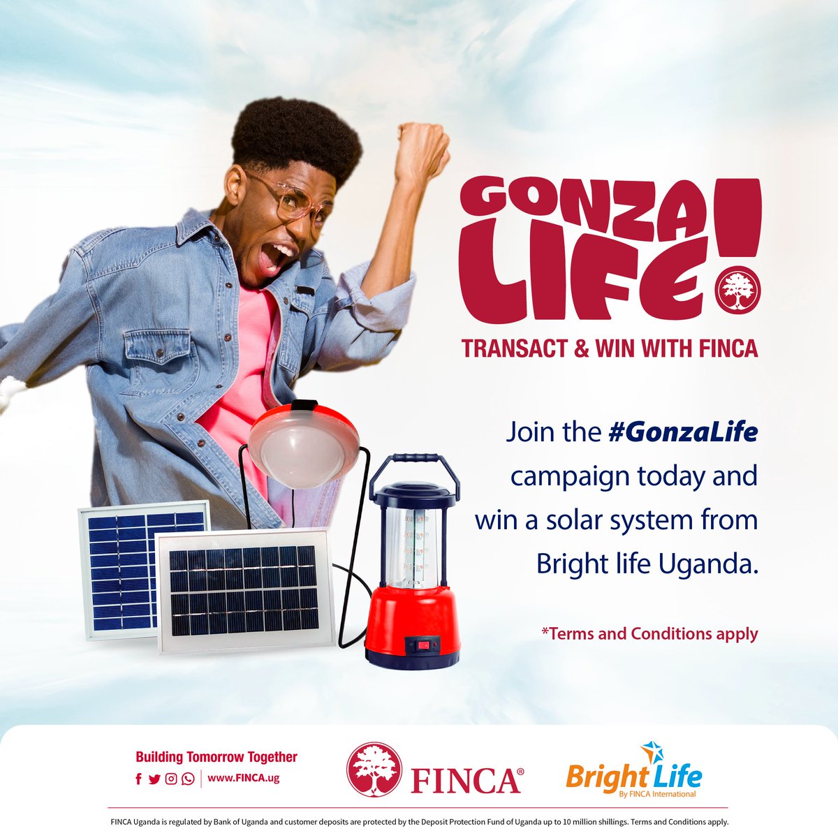 Start the new week in celebrations, #Gonzlife with FINCA Uganda. All you have to do is open an account with us, make over 6 transactions a week and stand a chance of winning goodies like smartphones, solar panels and motorcycles. Terms and conditions apply.