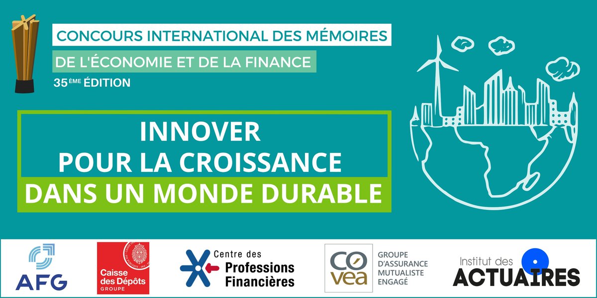 #Concours | Vous êtes étudiant ? Tentez de remporter la 35e édition du Concours International des Mémoires de l'#économie et de la #finance sur le thème : « Innover pour la croissance dans un monde durable »👇
lnkd.in/eYJXmYWh

#assetmanagement #financedurable #innovation