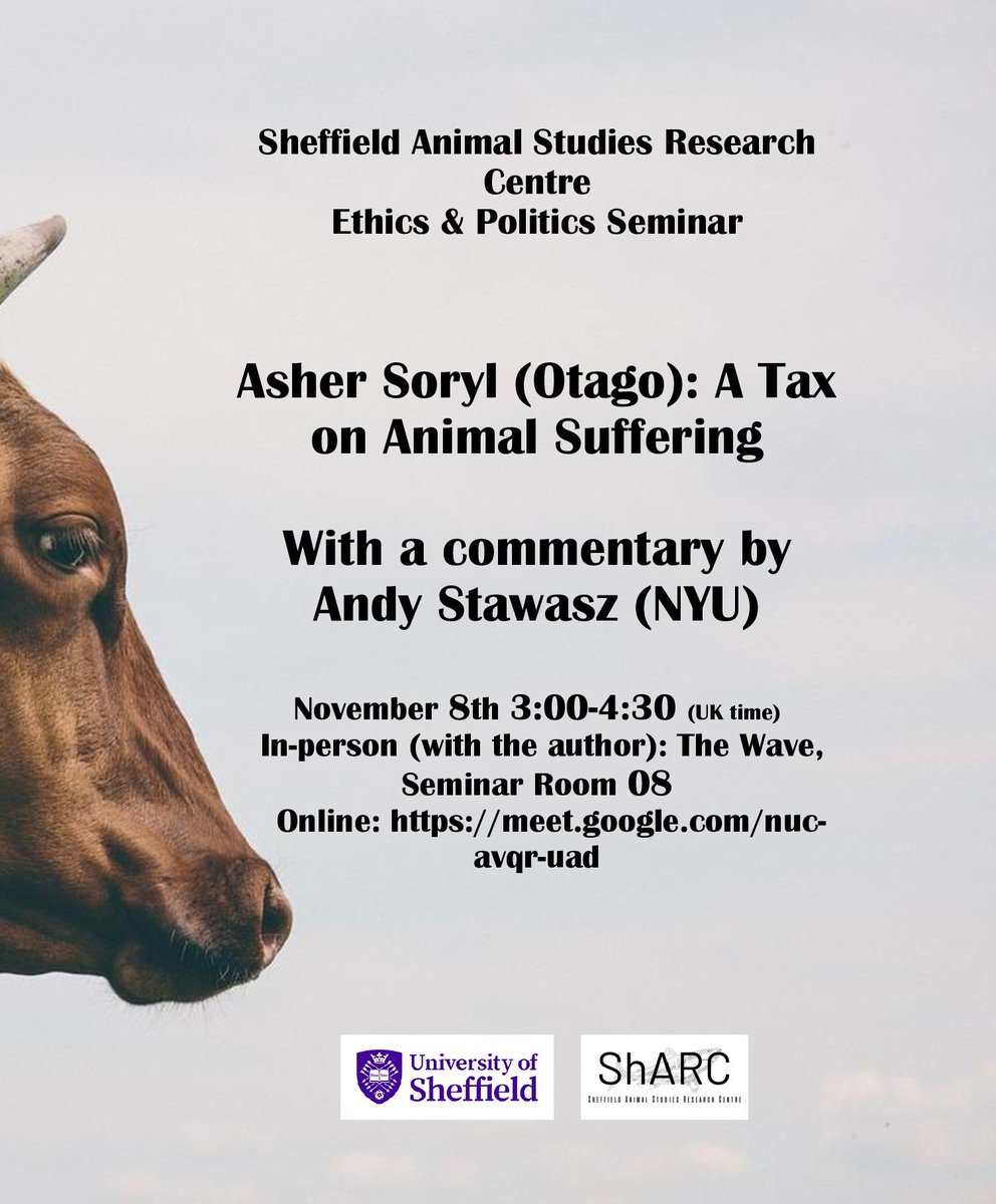 ShARC (@shefanimals) on Twitter photo Welcome back to a new semester of the ShARC Ethics and Politics Seminar! Our first event is next Wednesday, 8th November, with <a href="/AsherSoryl/">Asher Soryl</a> and Andy Stawasz 🐮 Join in person or online at meet.google.com/nuc-avqr-uad @diegoexposito99 Welcome back to a new semester of the ShARC Ethics and Politics Seminar! Our first event is next Wednesday, 8th November, with <a href="/AsherSoryl/">Asher Soryl</a> and Andy Stawasz 🐮 Join in person or online at meet.google.com/nuc-avqr-uad @diegoexposito99