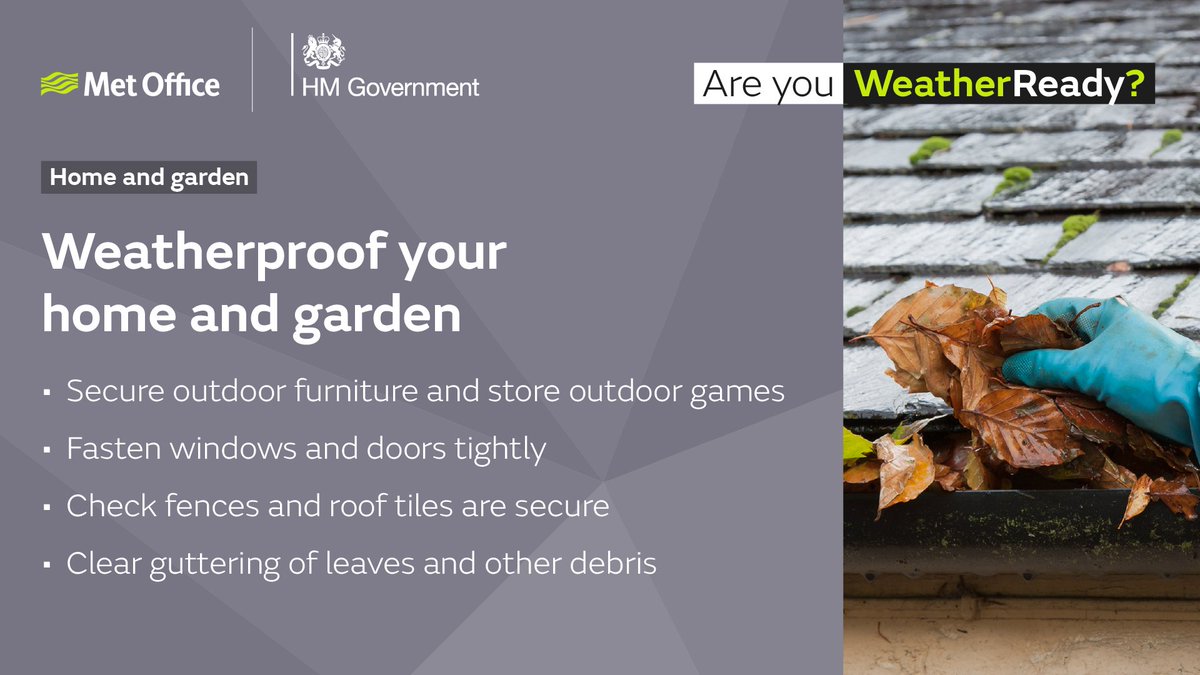 With #StormCiarán bringing heavy rain and strong winds to the UK between Wednesday and Thursday evening, you should consider weatherproofing your home and garden 🌧️ 🏡

See below ⤵️

Be #WeatherReady