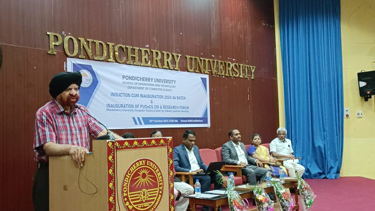Pondicherry University (@pu_pondyuni) on Twitter photo Vice-Chancellor Prof <a href="/GurmeetSinghVC/">Prof Gurmeet Singh</a> inaugurated Pondicherry University Computer Science Center for Industry Institute Interface & delivered presidential address on Induction cum Inauguration of 2023-2024 batch. <a href="/PondiUniVC/">PondicherryUniversityVC</a> Vice-Chancellor Prof <a href="/GurmeetSinghVC/">Prof Gurmeet Singh</a> inaugurated Pondicherry University Computer Science Center for Industry Institute Interface & delivered presidential address on Induction cum Inauguration of 2023-2024 batch. <a href="/PondiUniVC/">PondicherryUniversityVC</a>