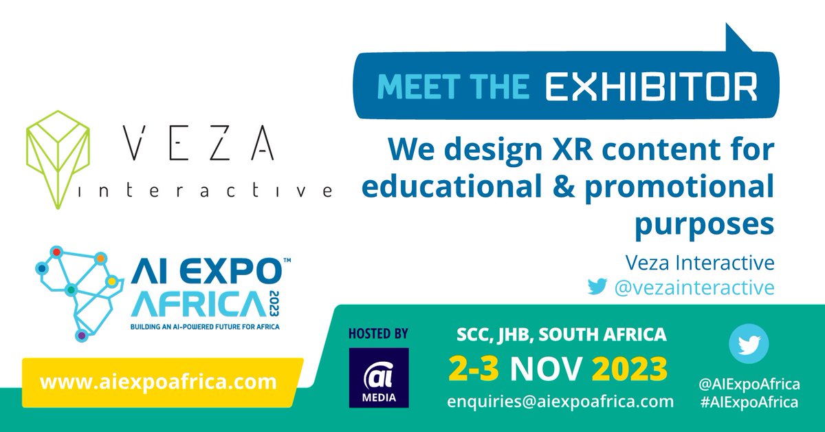 Join us at the AI Expo Africa 2023 as we will be showcasing the latest developments in the world of Mixed Reality & AI Visit aiexpoafrica.com for more information #VezaSgela #AIAfricaExpo #XR #Innovation #CreativeTechnology #Troob #FutureOfEducation #ImmersiveArchitects