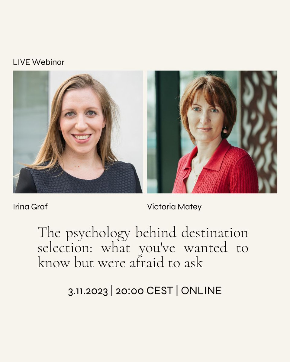 On Friday @MateyEvents and I will explore the emotional triggers that influence destination selection. These triggers are often overlooked while a logical justification for the chosen destination is provided. Join the conversation -> the-mice-blog.ck.page/6f67e646be?mc_…