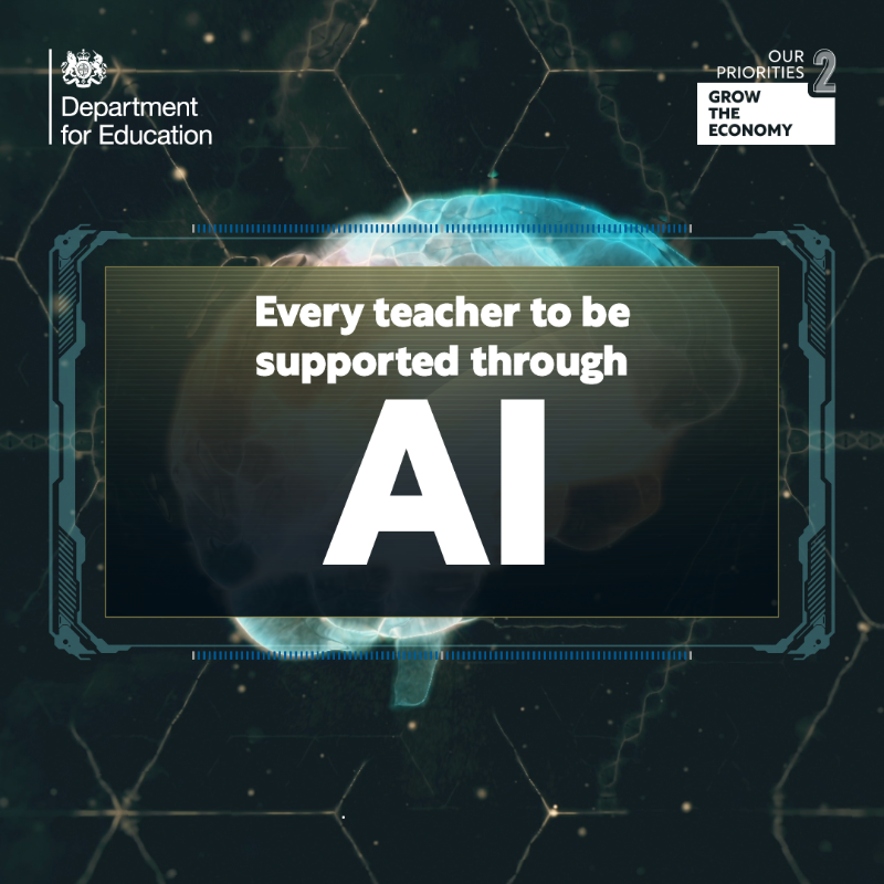 10DowningStreet's tweet photo. AI can provide endless opportunities to improve our public services. 

Today we’ve announced that every teacher across the country will benefit from new AI tools - speeding up lesson planning and reducing workloads so that teachers can focus on what they do best -  teaching 👇
