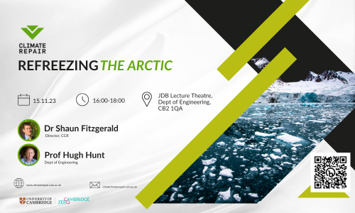 Join us on Wed 15 November for the last of our Autumn Seminar Series. Dr @DrSDFitzgerald and Prof @hughhunt will be talking about refreezing the Arctic and the work of the Centre for Climate Repair. Register here: eventbrite.co.uk/e/autumn-semin…