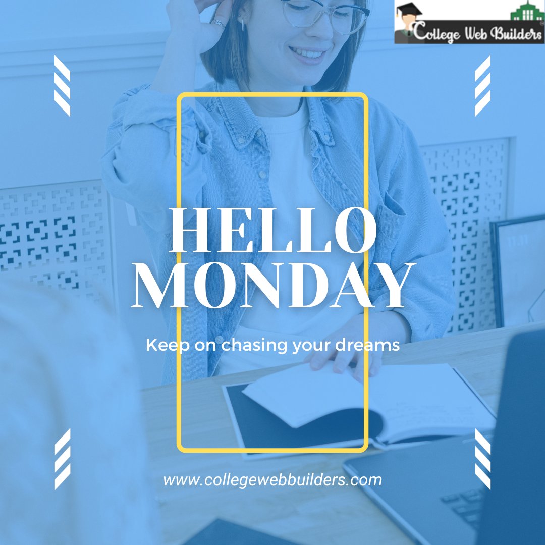 'Monday, a day for beginnings and setting the tone for the week. Let's kickstart it with enthusiasm and determination! 💥 collegewebbuilders.com + 1.202.421-5747 #collegewebbuilders #MondayMotivationm #MondayMorning #MondayVibes #MondayHues #MondayCoffee #NewWeekGoals