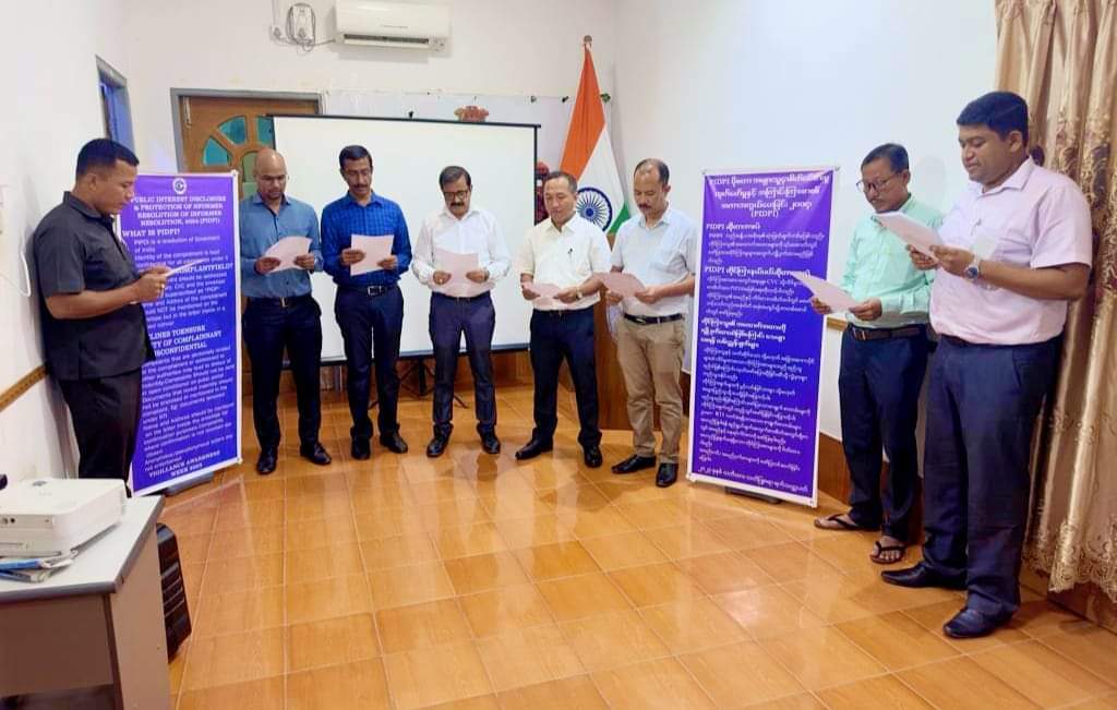 @cgisittwe officials took an Integrity Pledge during the Vigilance Awareness Week-2023 at the Chancery premises. @CVCIndia @MEAIndia @IndiainMyanmar