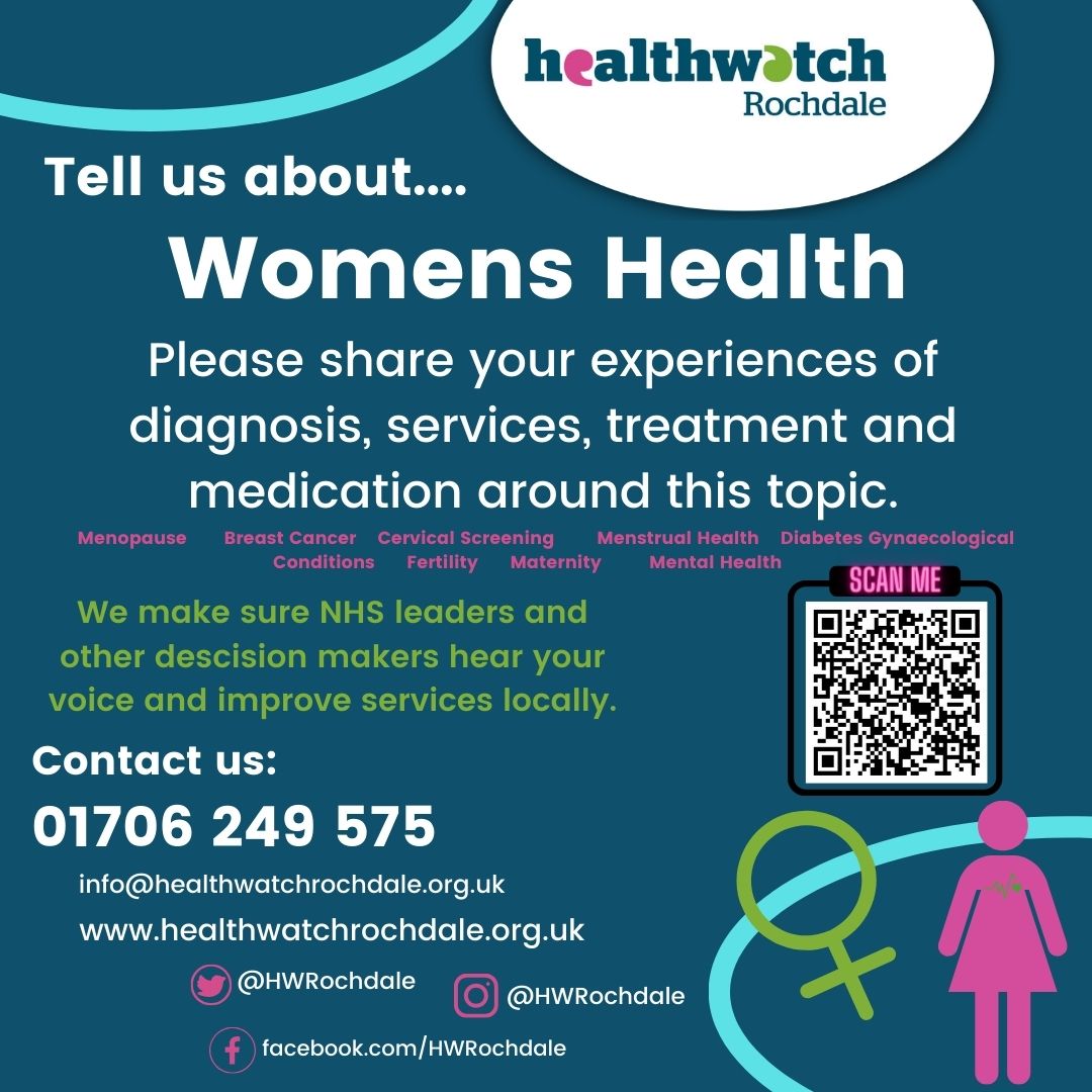Healthwatch Rochdale (@hwrochdale) on Twitter photo WOMEN'S HEALTH. If you are a group that facilitates sessions for women - we would love to join you & discuss this topic. Please email us info@healthwatchrochdale.org.uk or use our online webform healthwatchrochdale.org.uk/share-your-fee… WOMEN'S HEALTH. If you are a group that facilitates sessions for women - we would love to join you & discuss this topic. Please email us info@healthwatchrochdale.org.uk or use our online webform healthwatchrochdale.org.uk/share-your-fee…