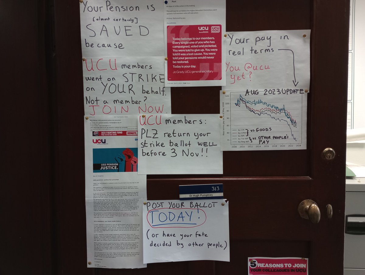 Temporary addition (bottom centre) to the door of discontent. Please @ucu (@ucuedinburgh) members: post your ballot today.