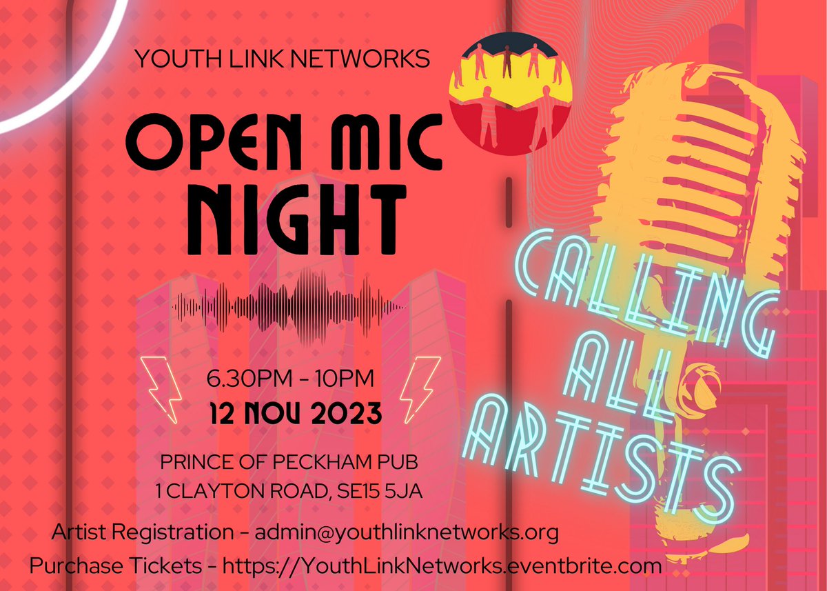 Our first open mic event was such a success we thought we'd do it all over again 🤩 Join us on Sunday 12th Nov! 

*Artists* pop us a DM if you want to perform or email us at admin@youthlinknetworks.org

Tickets -
eventbrite.co.uk/e/youth-link-n…

All proceeds go directly to the charity ❤️