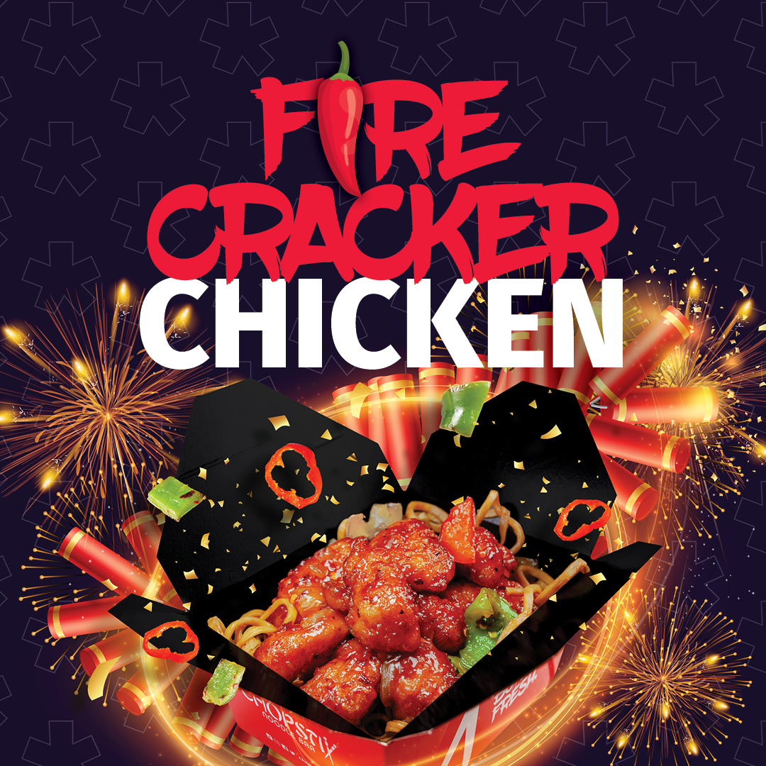 Try @ChopstixUKI's newest topping Firecracker Chicken! Arriving just in time for Bonfire Night, it combines tender chicken with onions and poppin' peppers, all drenched in a sweet and fiery chili sauce. Head to your nearest Chopstix in @galleriesBRI and on Broadmead.